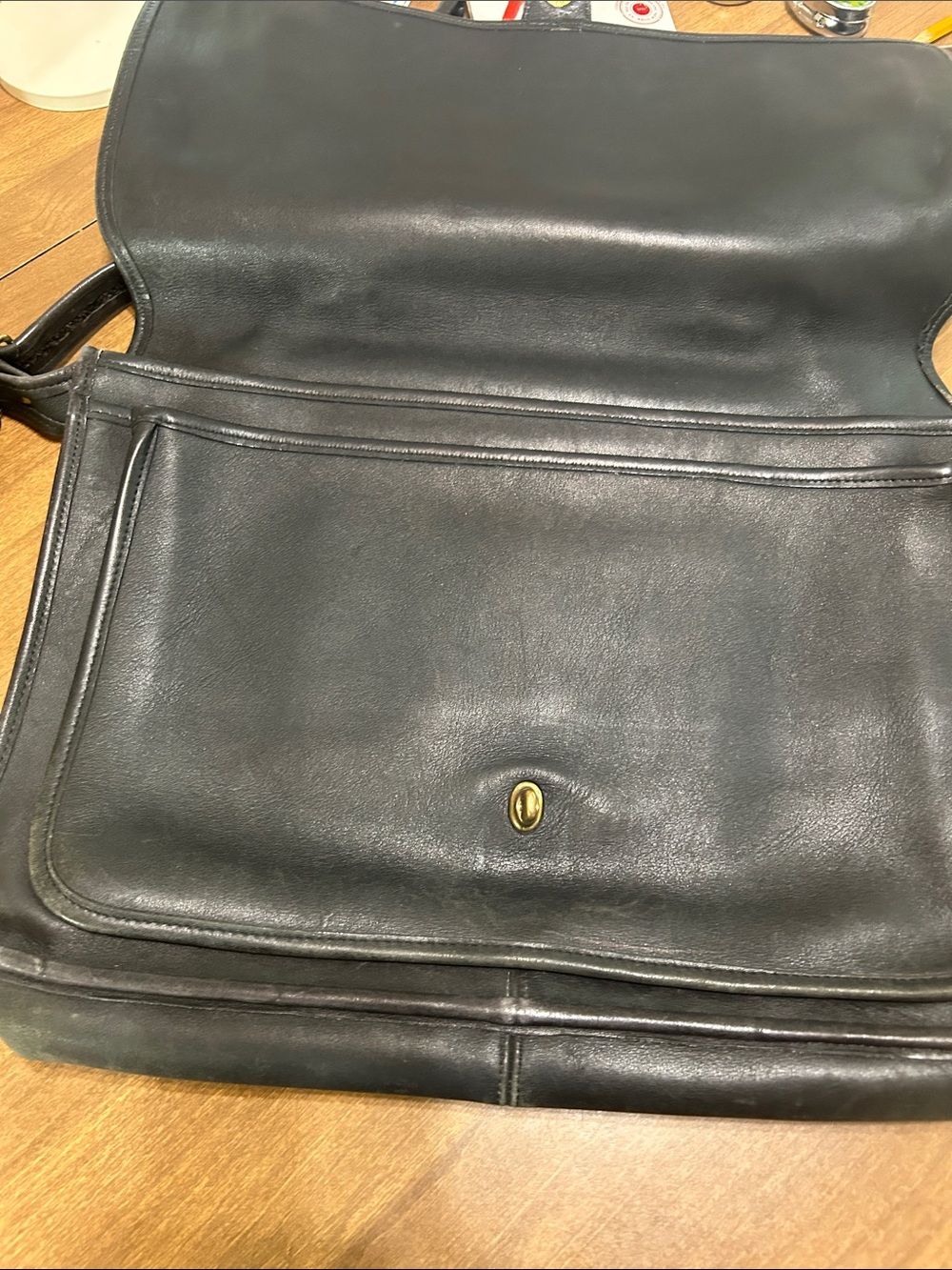 Vintage Coach Classic Black Leather Men’s Briefcase Bag - Timeless Work Satchel - Picture 4 of 12